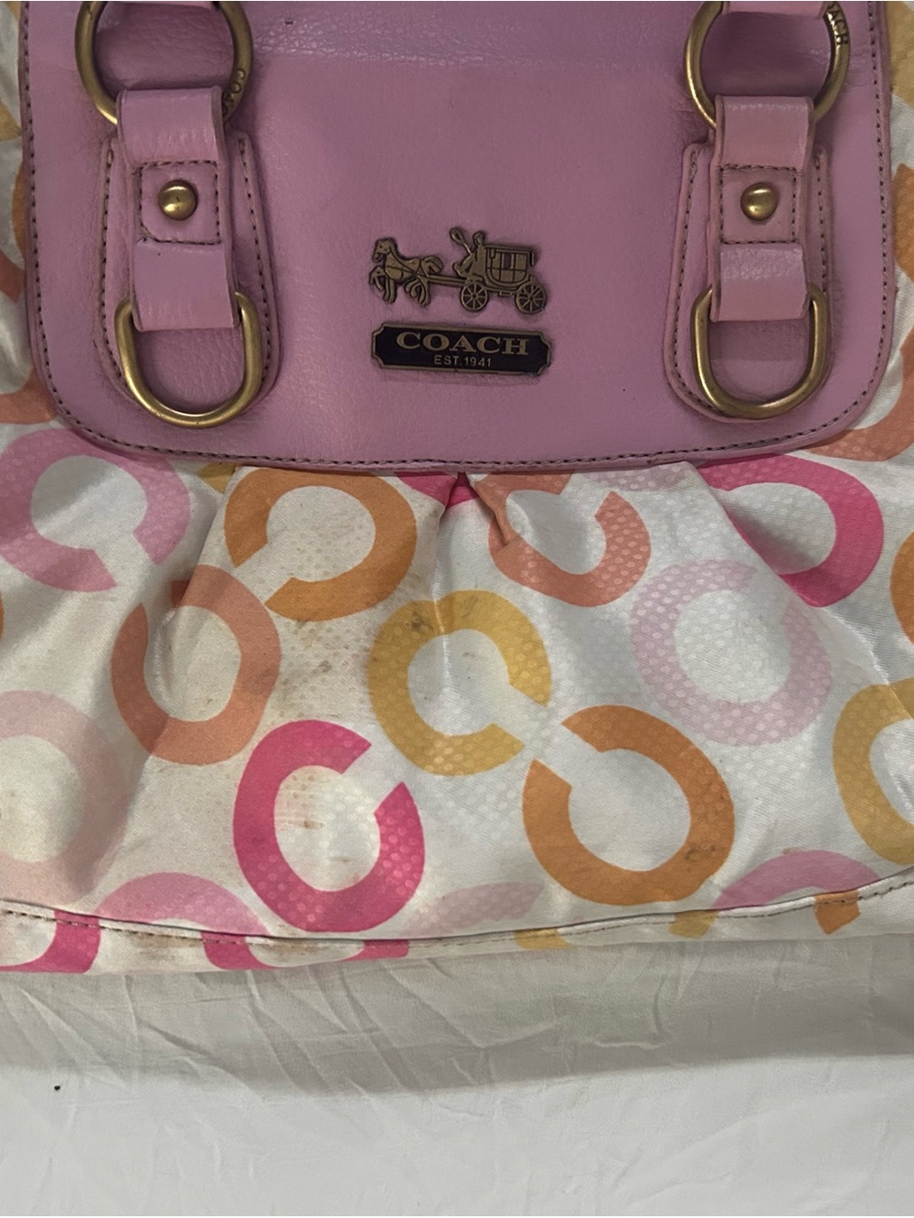 Vintage Coach Logo Print Satchel Bag - Picture 2 of 5